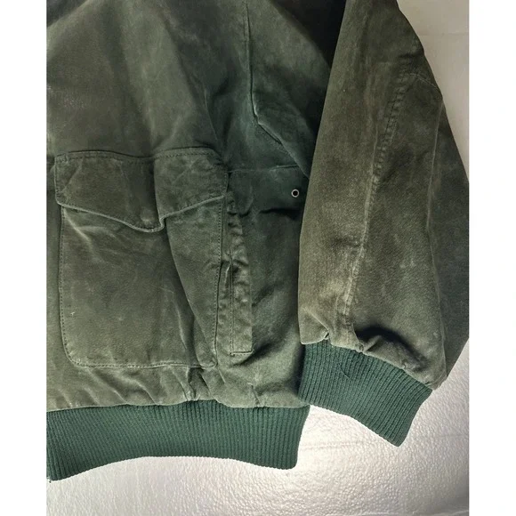 Vintage G III Suede Leather Bomber Jacket Green Size 26 / 28 - Picture 8 of 15